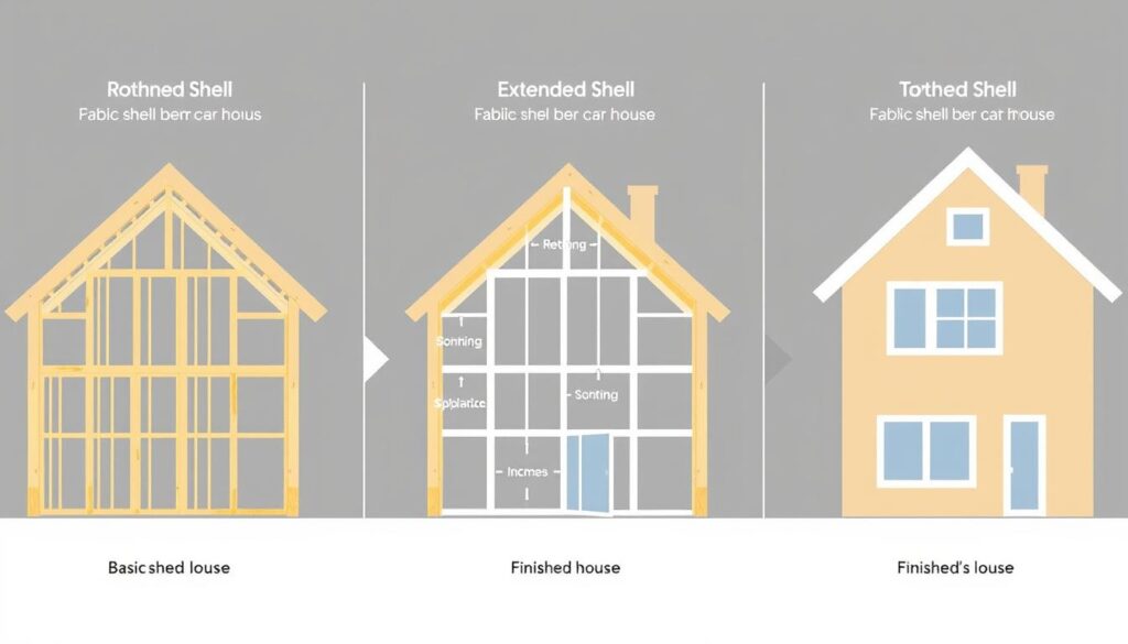 Vergleich verschiedener Ausbaustufen vom Rohbau bis zum schlüsselfertigen Haus Vergleich verschiedener Ausbaustufen vom Rohbau bis zum schlüsselfertigen Haus